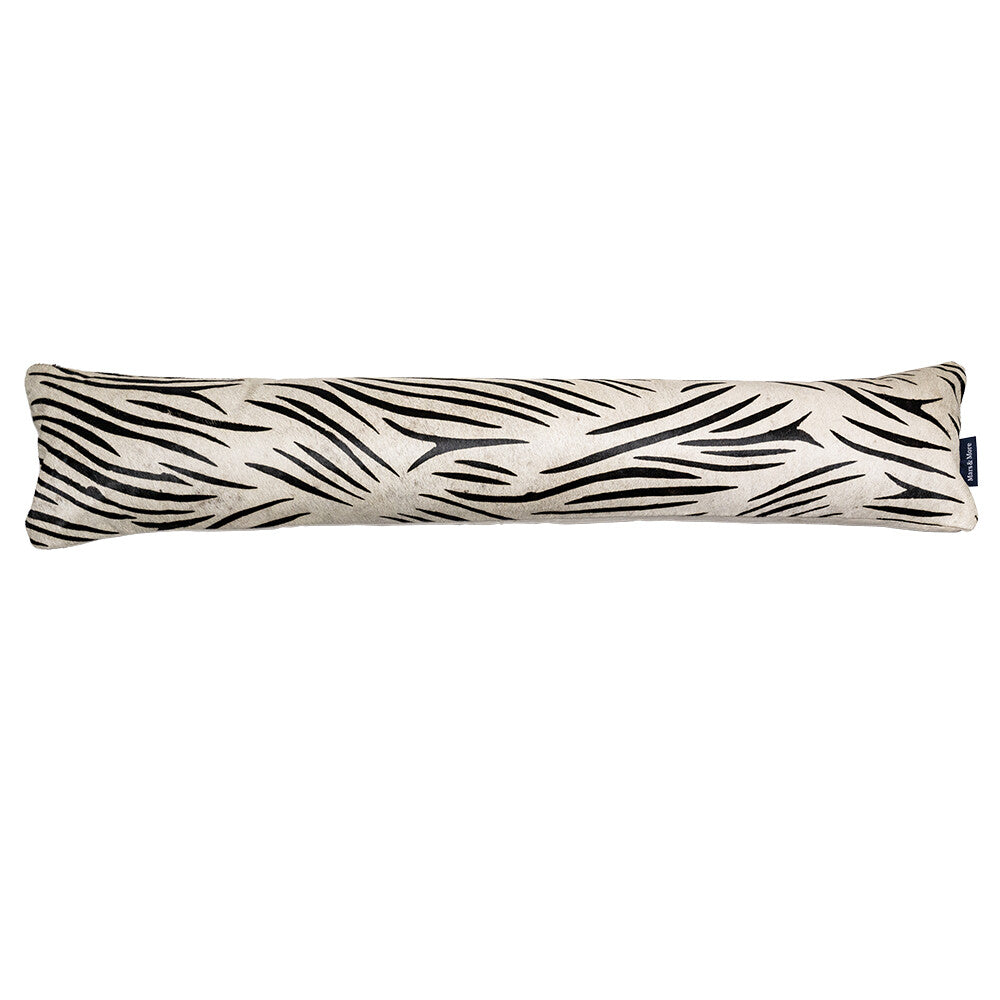 Tochtkussen met zwart-witte zebraprint van koeienleer – 90 cm lang