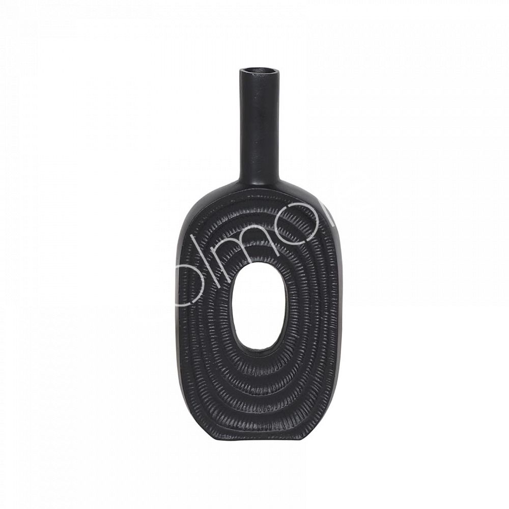 Schwarze ovale Vase – Aluminium