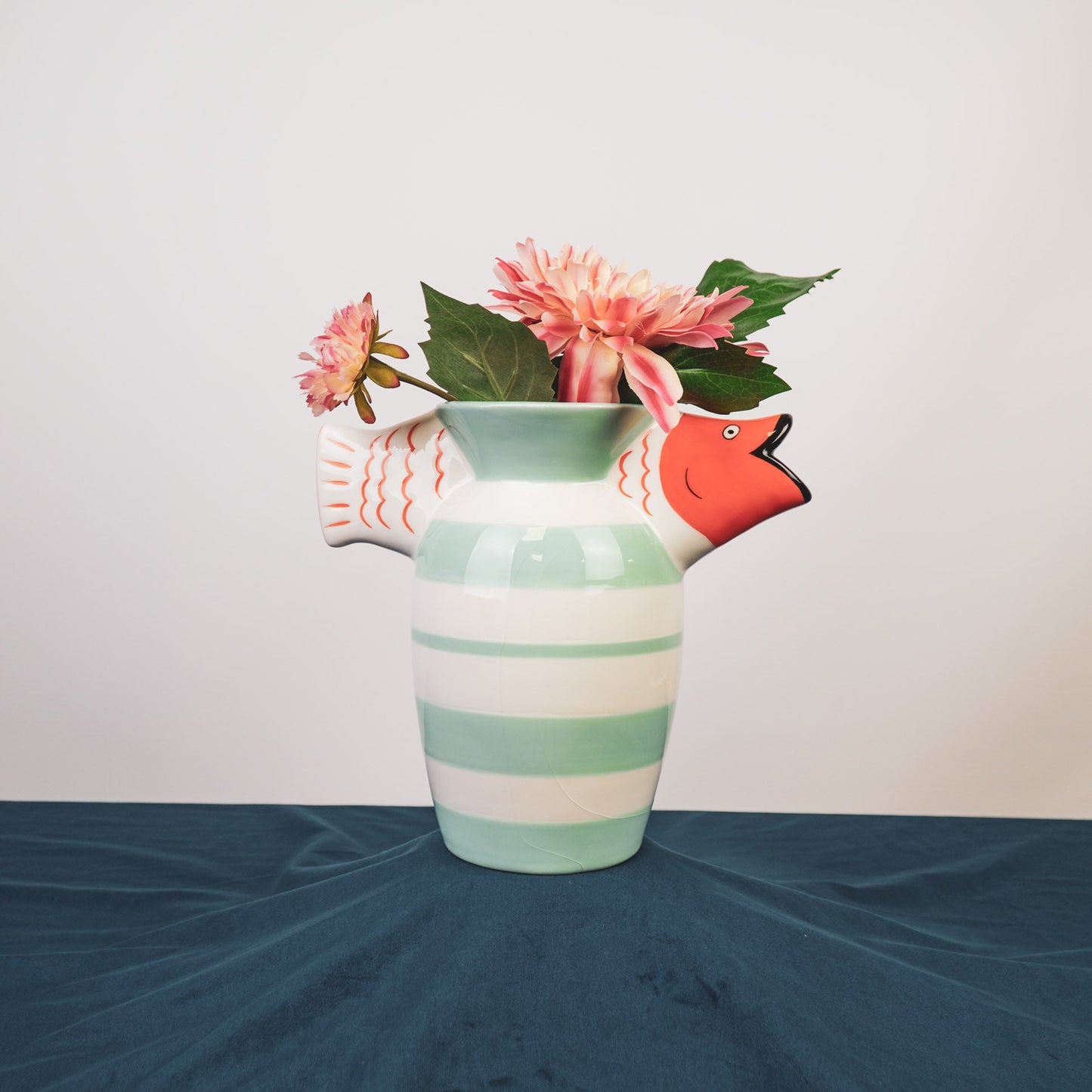 Fishy Fun Fischkrug/Vase – Orange gestreift (23 cm)