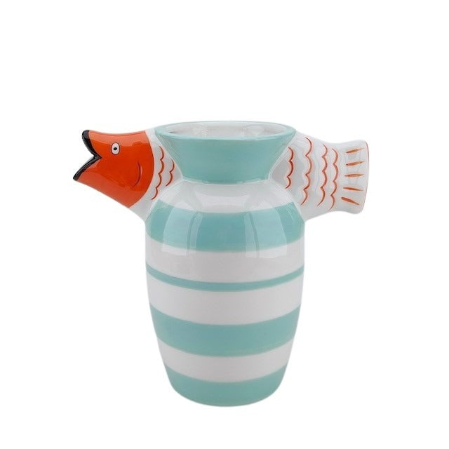 Fishy Fun Fischkrug/Vase – Orange gestreift (23 cm)