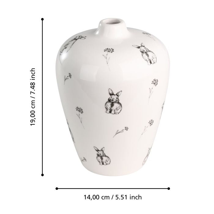 Keramikvase mit Kaninchen – Landhausstil