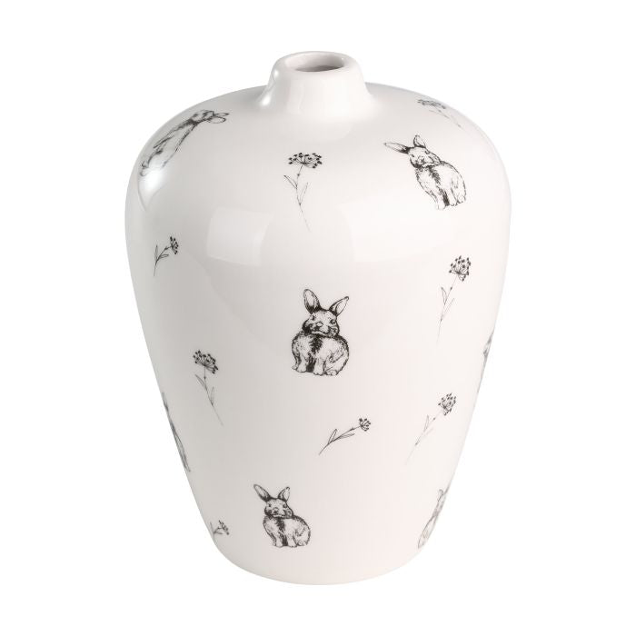 Keramikvase mit Kaninchen – Landhausstil