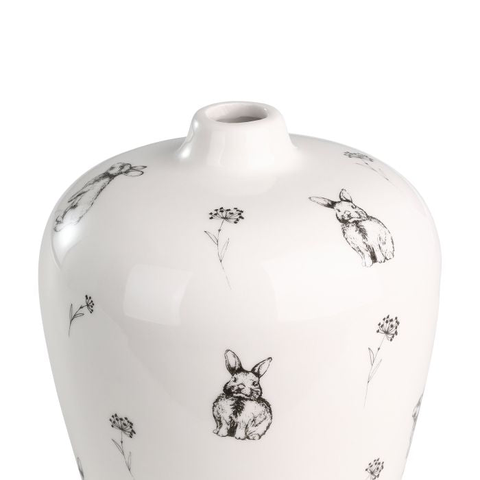 Keramikvase mit Kaninchen – Landhausstil