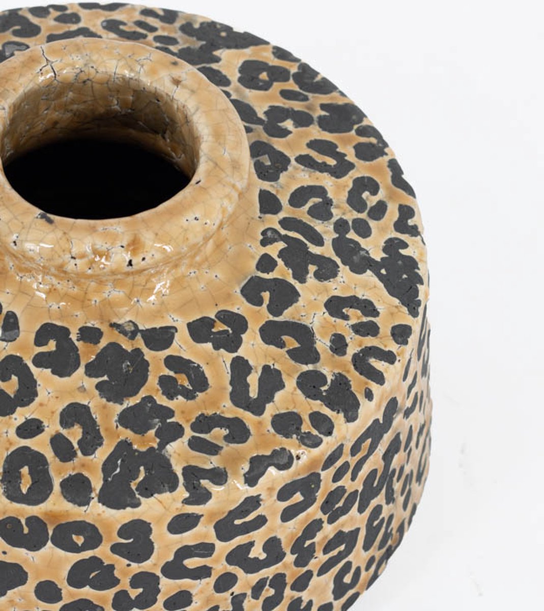 Steingutvase Leopardenmuster – Vintage Look