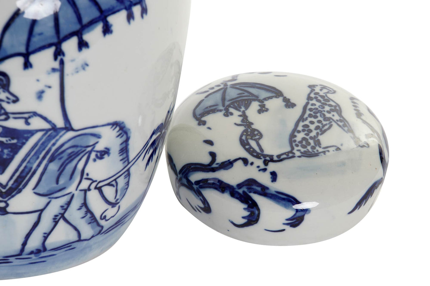 Blau-weißes Vorratsglas mit Elefant – Porzellan