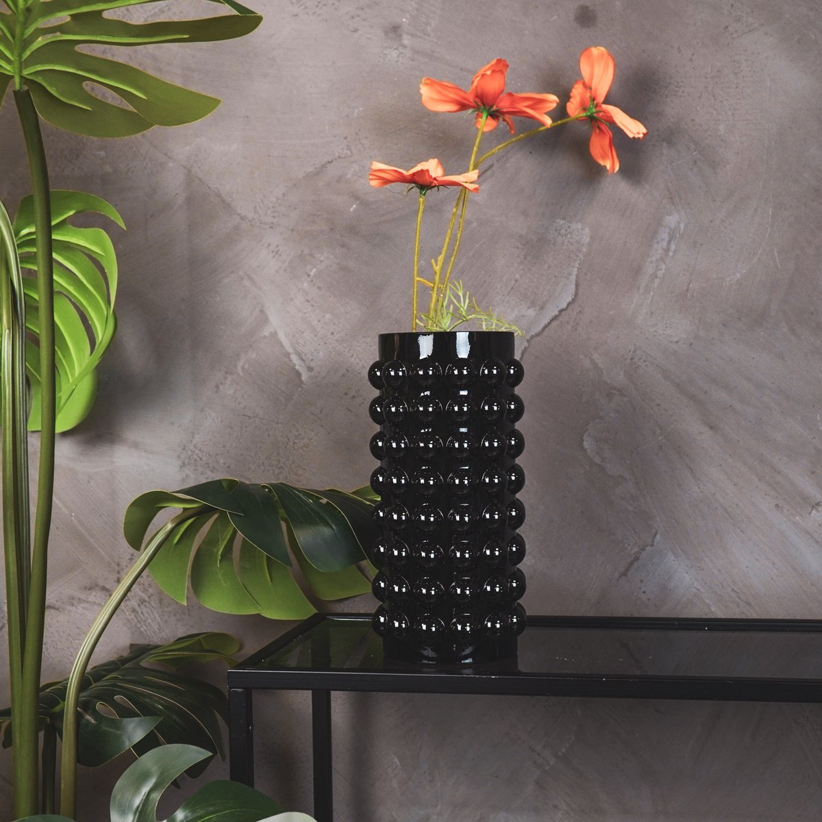 Schwarze Glasvase – Modernes und schickes Design