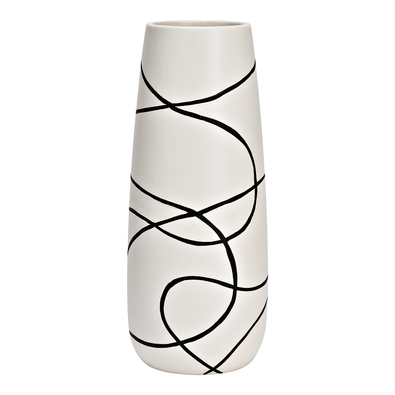 Zwart-witte keramische vaas – modern design vaas 25 cm