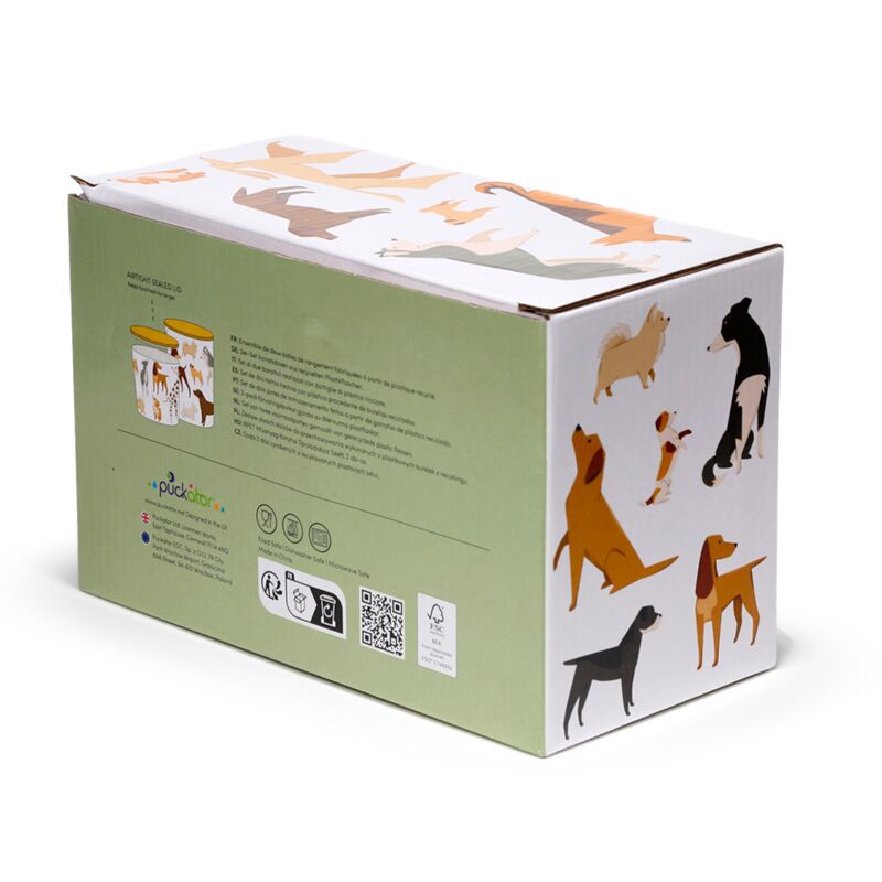 Vorratsdosen-Set „Hund“ – RPET mit Bambus
