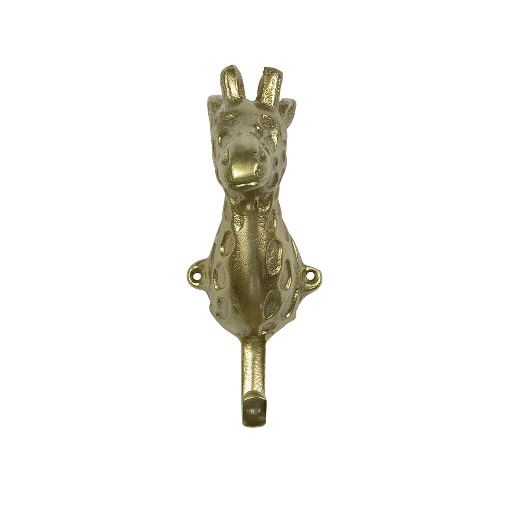 Goldener Giraffenkopf-Wandhaken – Aluminium-Tierhaken