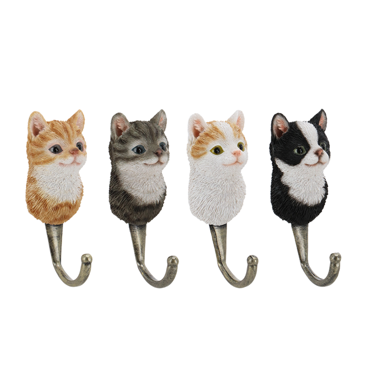 Decoratieve katten wandhaak in rood-wit, grijs, oranje of zwart-wit – max. 2 kg draagkracht