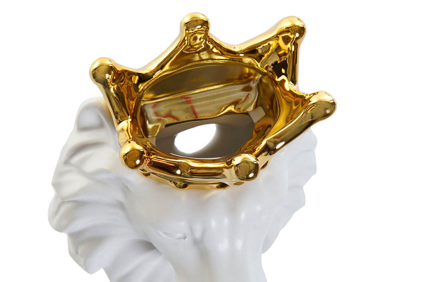 Wandvase Löwe mit Krone – Weiß & Gold