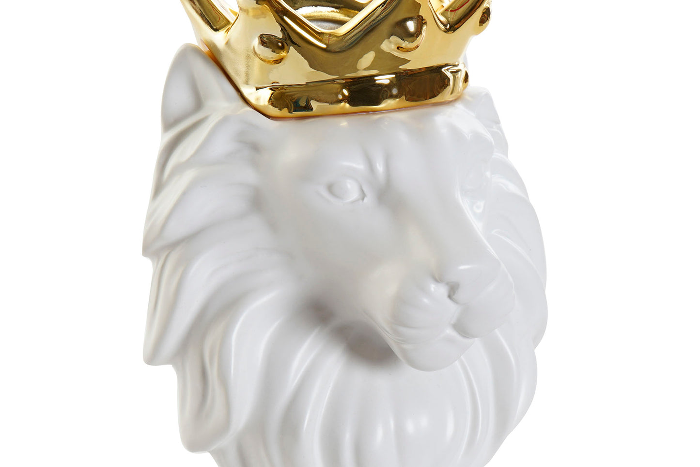 Wandvase Löwe mit Krone – Weiß & Gold