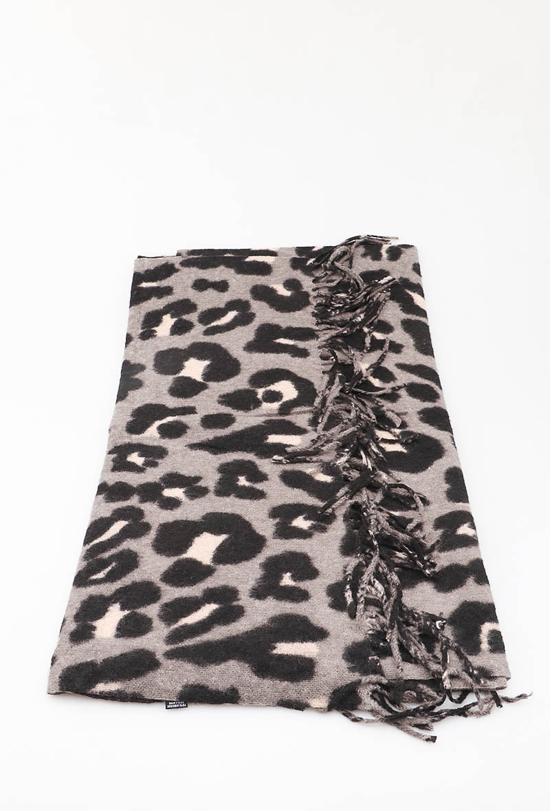 Wintersjaal Luipaardprint – Grijs, Camel of Kaki