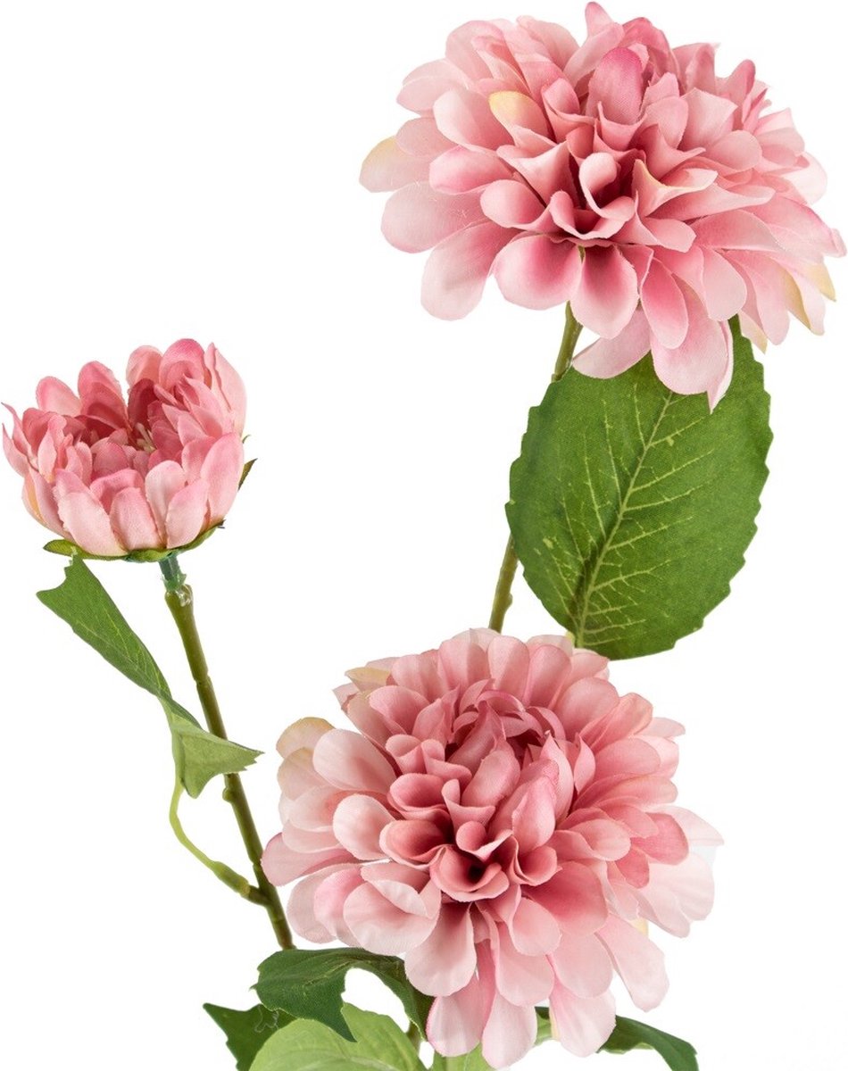 Lichtroze zijden dahlia kunstbloem 75 cm – romantisch en realistisch