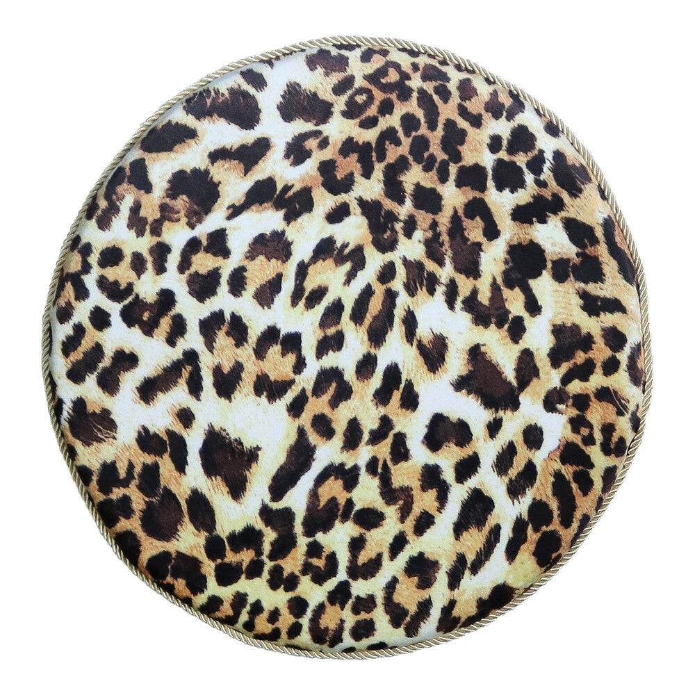 Rond fluwelen zitkussen met luipaardprint – Ø 40 cm