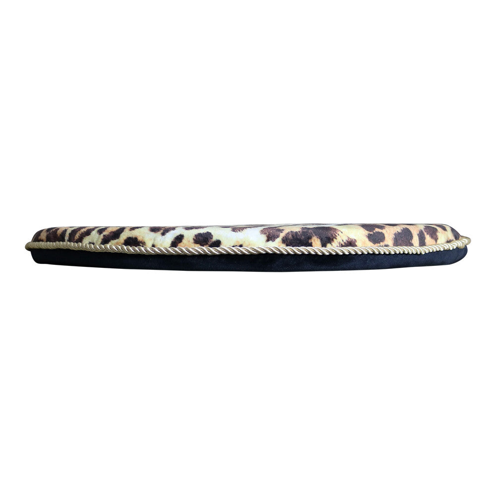 Rundes Leoparden-Sitzkissen – Samt Ø 40 cm