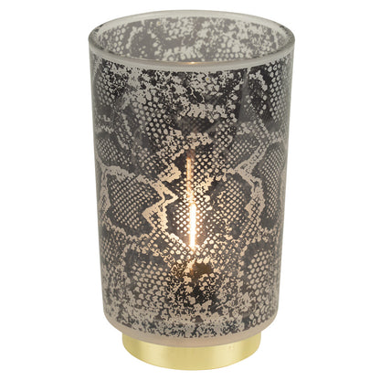 Tischlampe mit Schlangenmuster, Graugold | 2 Größen