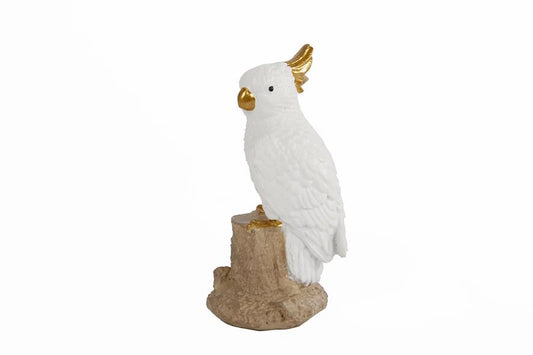 Papegaai beeld goud met wit – decoratief vogelbeeldje Gifts Amsterdam