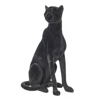 Zwart Panterbeeld Fluweel – Luxe Dierenbeeld 21 cm
