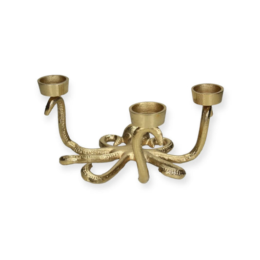 Gouden octopus waxinelichthouder – maritieme kandelaar voor mini theelichtjes