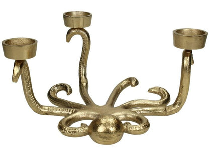 Goldener Oktopus-Teelichthalter – 3 Mini-Teelichter