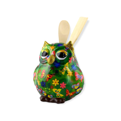 Keukengereihouder Uil Olive groen – Butterfly Dream Forestgreen – keramiek – met houten spatels