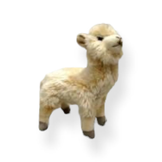 Beige alpaca knuffel van pluche met schattige uitstraling