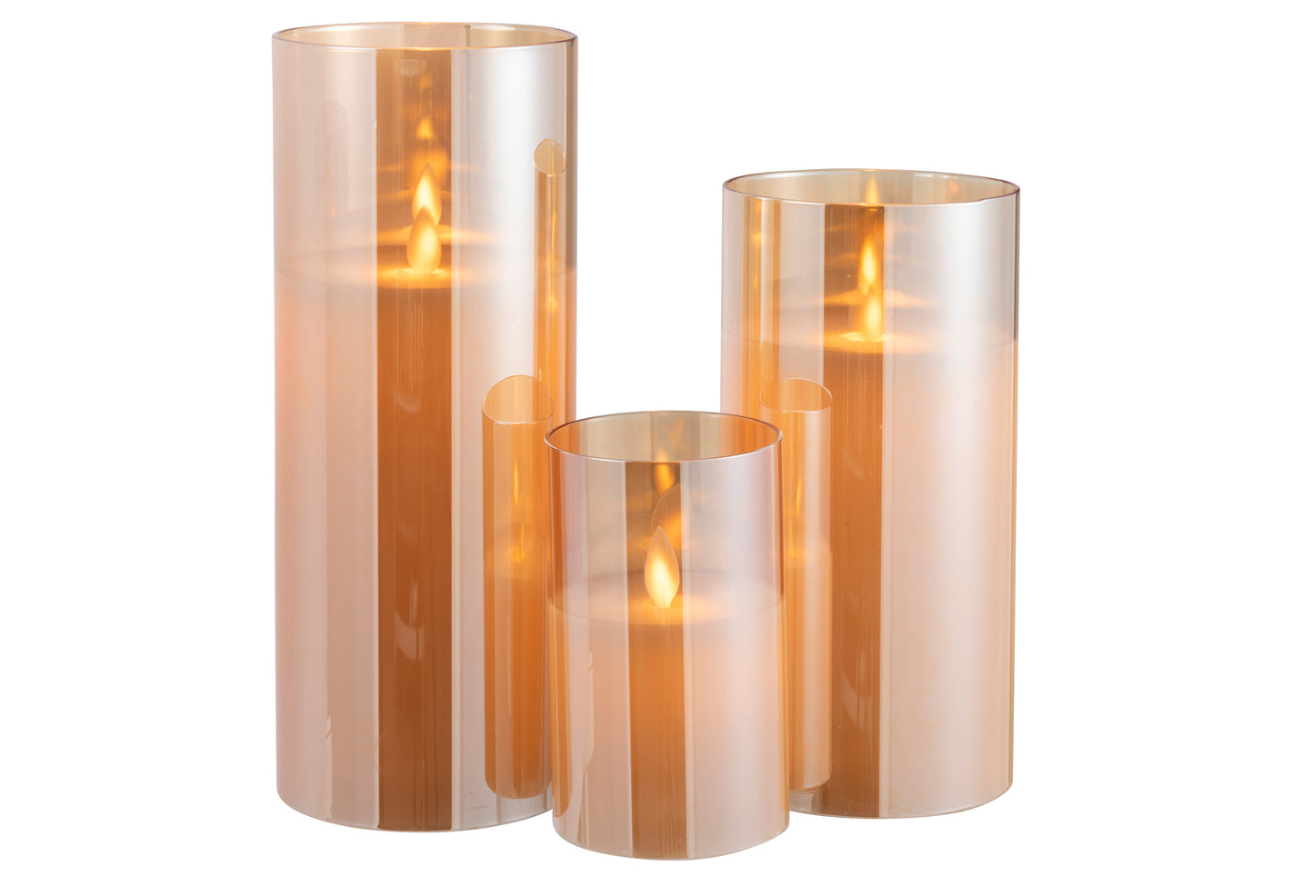 Set gouden LED kaarsen van J-Line – realistisch flikkerend kaarslicht in glas