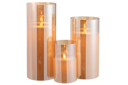 Set gouden LED kaarsen van J-Line – realistisch flikkerend kaarslicht in glas