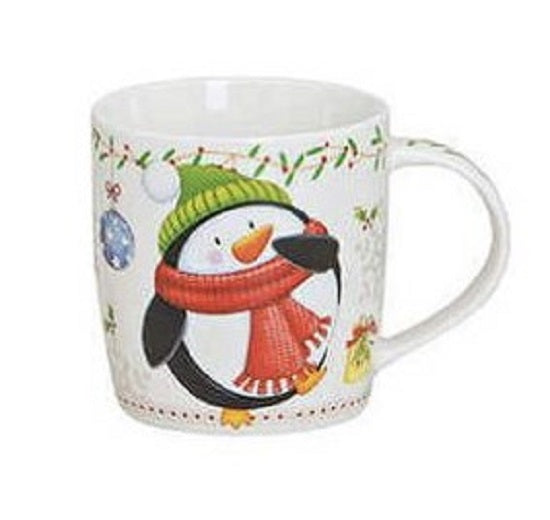 Kerstmok met pinguïn in rood-wit kerstdesign van Gebr. Wurm