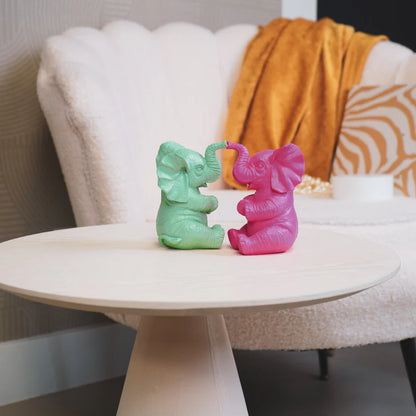 Beeld Olifant – Roze, Wit, Zand & Mint groen