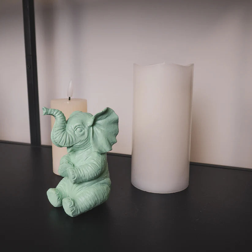 Beeld Olifant – Roze, Wit, Zand & Mint groen