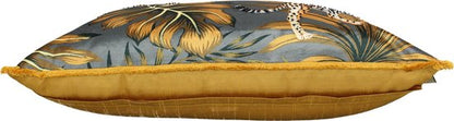 Samt-Leopardenkissen – Luxuriös &amp; Grau (60x40 cm)