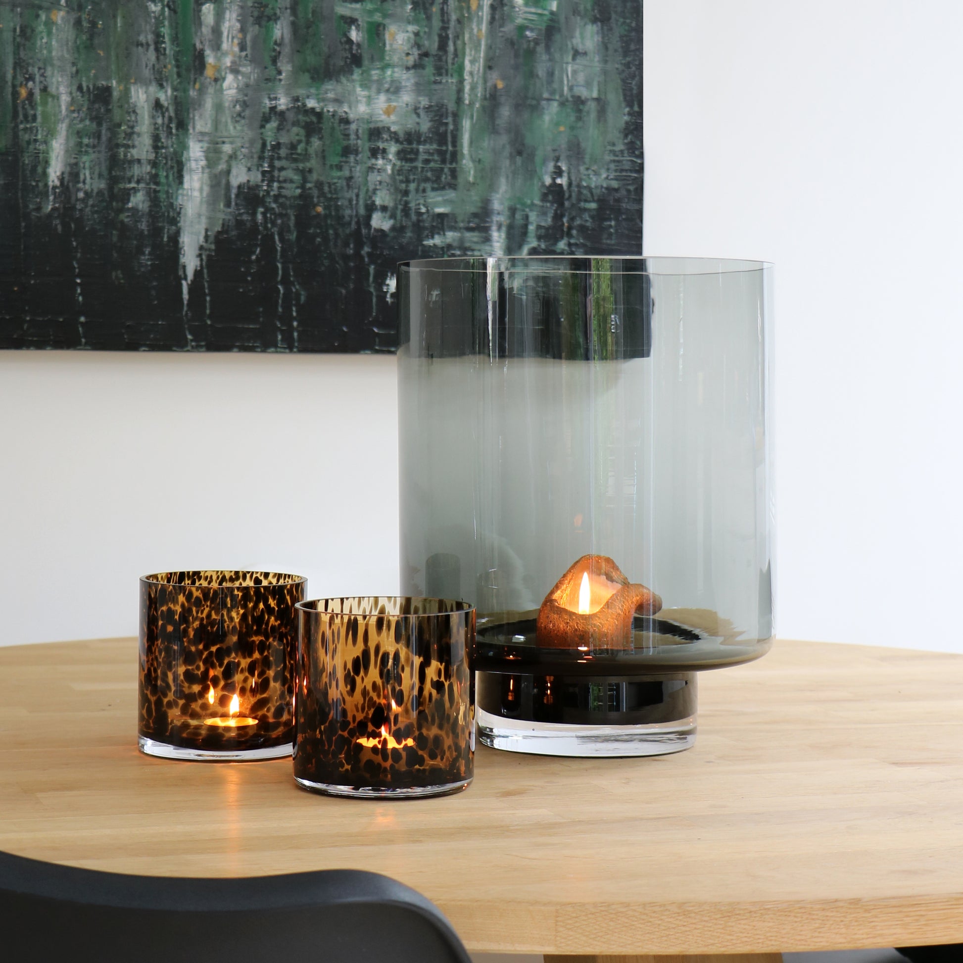 Handgemaakte theelichthouder cheetahprint – luxe safari woondecoratie