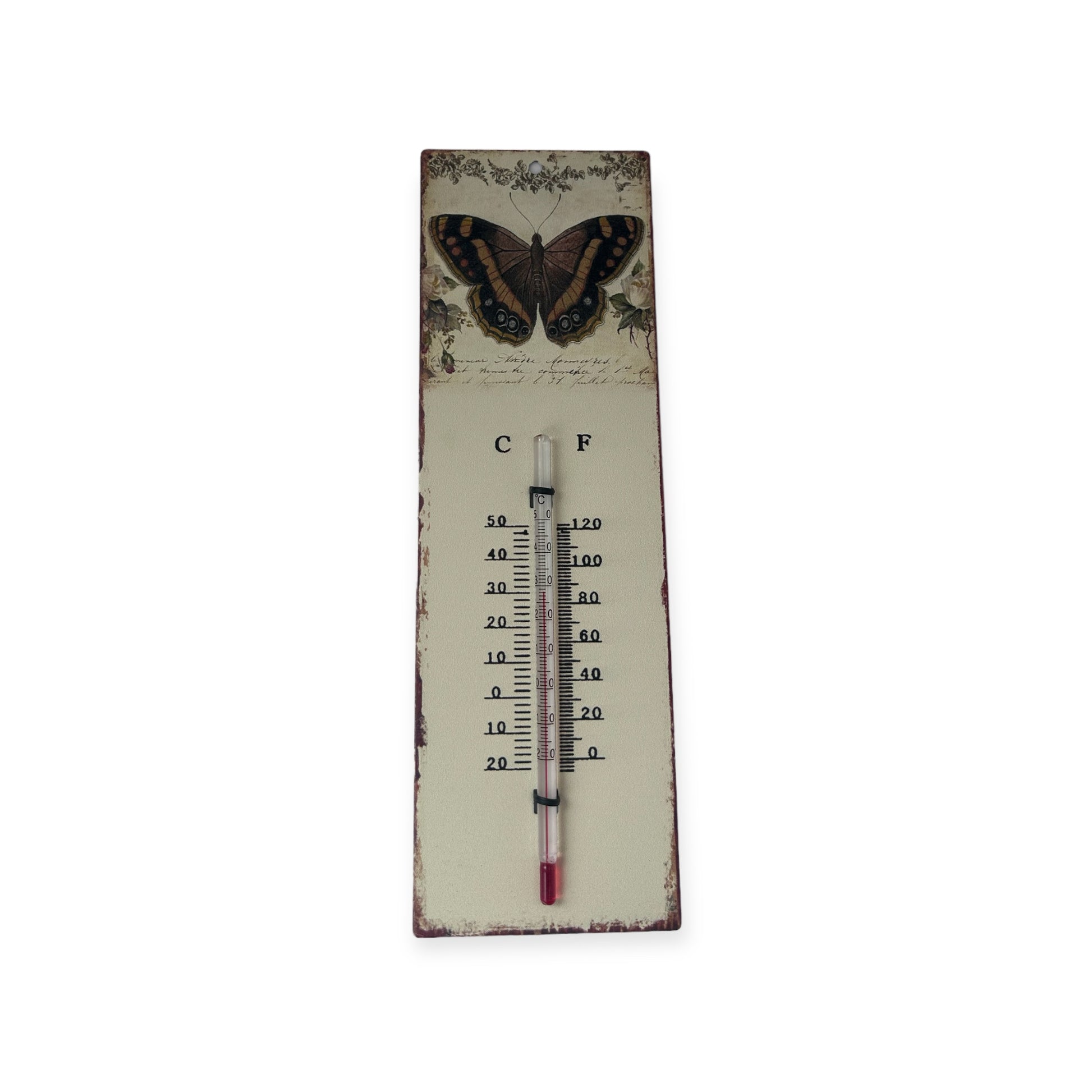vintag thermometer vlinder voor binnen en buiten