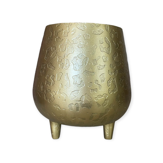 Gouden pot met luipaardprint van aluminium – chique en decoratief woonaccessoire