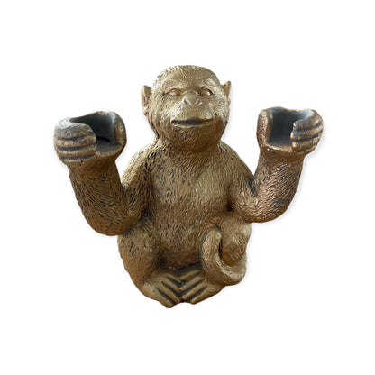 Golden Monkey Candle Holder – Hear/See/Speak No Evil