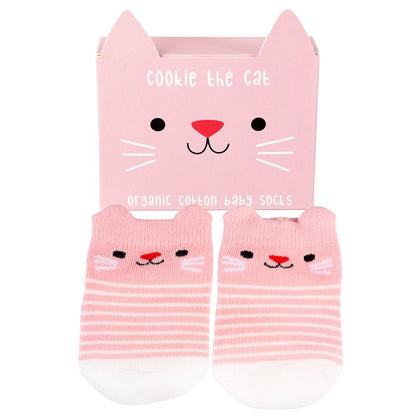 Roze Cookie the Cat baby sokjes van Rex London – kraamcadeau 0–3 maanden