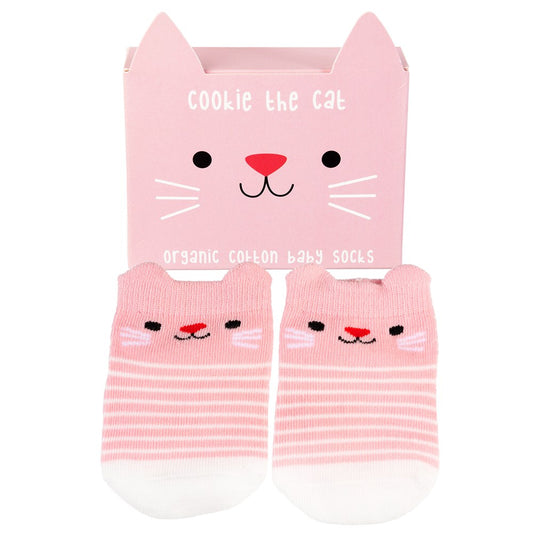 Roze Cookie the Cat baby sokjes van Rex London – kraamcadeau 0–3 maanden
