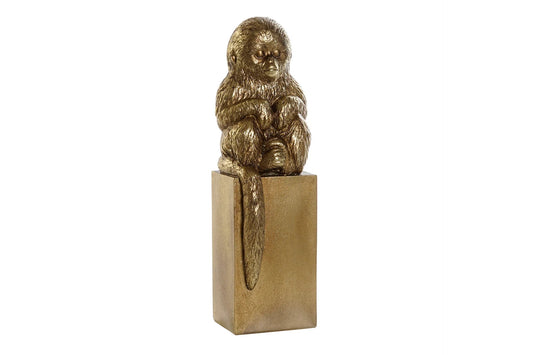 Gouden Aap op Zuil – Luxe Woondecoratie