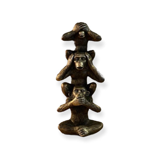 Brons apenbeeldje horen zien zwijgen – symbolische decoratie Krokomingo