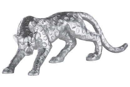 Silberne Gepardenstatue | Luxuriöse Tierdekoration als Blickfang