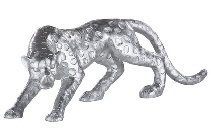 Silberne Gepardenstatue | Luxuriöse Tierdekoration als Blickfang