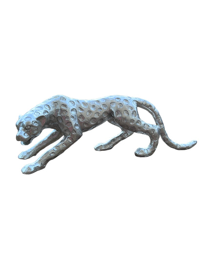 Silberne Gepardenstatue | Luxuriöse Tierdekoration als Blickfang