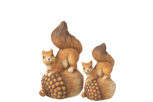 Eekhoorn op eikel beeld van J-Line – herfst woondecoratie dieren