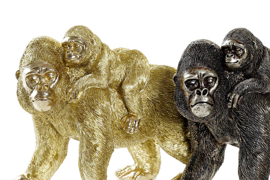 Beeld Gorilla met Baby – Goud of Zwartzilver
