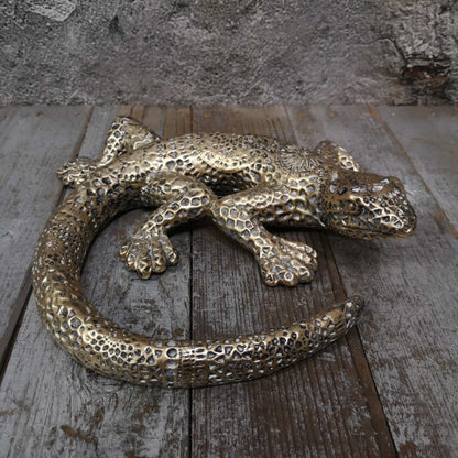 Gouden hagedis beeld – luxe exotische dieren woondecoratie, Krokomingo
