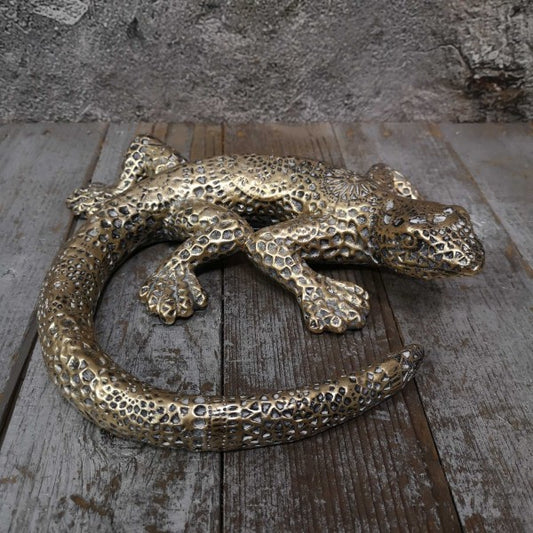 Gouden hagedis beeld – luxe exotische dieren woondecoratie, Krokomingo