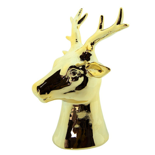 Gouden keramieken rendierkop van Clayre & Eef – kerstdecoratie met glans en elegantie