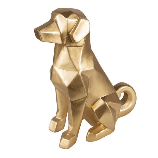 Geometrisch beeld van een hond in goud van Clayre & Eef – moderne dieren woondecoratie